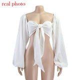 Sexy Backless Fashion Square Collar Wrap Women Shirts
