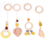 Kids Rattle Toys for 0-12 Months Nordic Baby Gym Play Nursery Sensory Ring-pull Teether Toy Stroller Wooden Pendant Toddler Room
