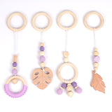 Kids Rattle Toys for 0-12 Months Nordic Baby Gym Play Nursery Sensory Ring-pull Teether Toy Stroller Wooden Pendant Toddler Room