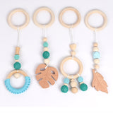 Kids Rattle Toys for 0-12 Months Nordic Baby Gym Play Nursery Sensory Ring-pull Teether Toy Stroller Wooden Pendant Toddler Room