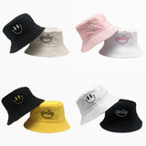 SMILE Bucket Hat Double Sided Bucket Hat Smiling face Unisex Fashion Bob Cap Hip Hop Gorro Men Summer Cap