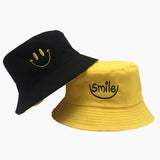 SMILE Bucket Hat Double Sided Bucket Hat Smiling face Unisex Fashion Bob Cap Hip Hop Gorro Men Summer Cap