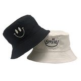 SMILE Bucket Hat Double Sided Bucket Hat Smiling face Unisex Fashion Bob Cap Hip Hop Gorro Men Summer Cap