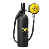 DIDEEP 1L Scuba Diving Cylinder Mini Oxygen Tank Set Respirator Air Tank Hand Pump for Snorkeling Breath Diving Equipment Black