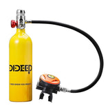 DIDEEP 1L Scuba Diving Cylinder Mini Oxygen Tank Set Respirator Air Tank Hand Pump for Snorkeling Breath Diving Equipment Black