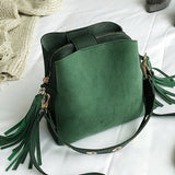 New Fashion Scrub Women Bucket Bag Vintage Tassel Messenger Bag