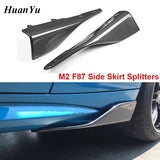 1pair M2 F87 Carbon Fiber Side Skirt for BMW 2 Serie Side Bumper Flaps Panel Splitters 2016 2017 2018 Car Styling Auto Parts