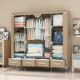 Non-Woven Fabrics Wardrobe Coffee Fabric Closet Portable Folding Dust-proof Waterproof Storage Cabinet Bedroom Home Furniture - shopwishi 