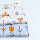 2PCS Dinosaur Dot, Fox  Animals Twill 100% Cotton Fabric,Patchwork Cloth,Sewing Quilting Fat Quarters Material For Baby&Child