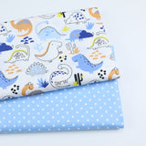 2PCS Dinosaur Dot, Fox  Animals Twill 100% Cotton Fabric,Patchwork Cloth,Sewing Quilting Fat Quarters Material For Baby&Child