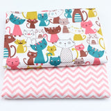 2PCS Dinosaur Dot, Fox  Animals Twill 100% Cotton Fabric,Patchwork Cloth,Sewing Quilting Fat Quarters Material For Baby&Child