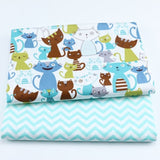 2PCS Dinosaur Dot, Fox  Animals Twill 100% Cotton Fabric,Patchwork Cloth,Sewing Quilting Fat Quarters Material For Baby&Child