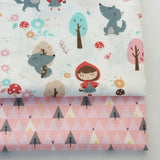 2PCS Dinosaur Dot, Fox  Animals Twill 100% Cotton Fabric,Patchwork Cloth,Sewing Quilting Fat Quarters Material For Baby&Child