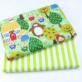 2PCS Dinosaur Dot, Fox  Animals Twill 100% Cotton Fabric,Patchwork Cloth,Sewing Quilting Fat Quarters Material For Baby&Child