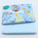 2PCS Dinosaur Dot, Fox  Animals Twill 100% Cotton Fabric,Patchwork Cloth,Sewing Quilting Fat Quarters Material For Baby&Child