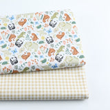 2PCS Dinosaur Dot, Fox  Animals Twill 100% Cotton Fabric,Patchwork Cloth,Sewing Quilting Fat Quarters Material For Baby&Child