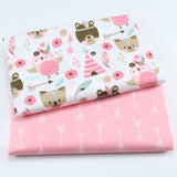 2PCS Dinosaur Dot, Fox  Animals Twill 100% Cotton Fabric,Patchwork Cloth,Sewing Quilting Fat Quarters Material For Baby&Child