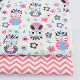 2PCS Dinosaur Dot, Fox  Animals Twill 100% Cotton Fabric,Patchwork Cloth,Sewing Quilting Fat Quarters Material For Baby&Child