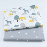 2PCS Dinosaur Dot, Fox  Animals Twill 100% Cotton Fabric,Patchwork Cloth,Sewing Quilting Fat Quarters Material For Baby&Child