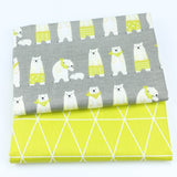 2PCS Dinosaur Dot, Fox  Animals Twill 100% Cotton Fabric,Patchwork Cloth,Sewing Quilting Fat Quarters Material For Baby&Child