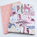 2PCS Dinosaur Dot, Fox  Animals Twill 100% Cotton Fabric,Patchwork Cloth,Sewing Quilting Fat Quarters Material For Baby&Child