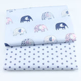 2PCS Dinosaur Dot, Fox  Animals Twill 100% Cotton Fabric,Patchwork Cloth,Sewing Quilting Fat Quarters Material For Baby&Child