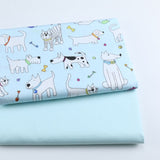 2PCS Dinosaur Dot, Fox  Animals Twill 100% Cotton Fabric,Patchwork Cloth,Sewing Quilting Fat Quarters Material For Baby&Child