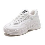 White Women Shoes New Chunky Sneakers For Women Lace-Up White Vulcanize Shoes Casual Fashion Dad Shoes Platform Sneakers Basket