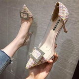 Luxury Women Pumps 2020 Transparent High Heels Sexy Pointed Toe Slip-on Wedding Party Brand Fashion Shoes For Lady Size 34-41