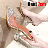 Luxury Women Pumps 2020 Transparent High Heels Sexy Pointed Toe Slip-on Wedding Party Brand Fashion Shoes For Lady Size 34-41