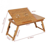 1Pc Adjustable Bamboo Desk Shelf Dormitory Bed laptop stand Two Flowers Book Reading laptop table - shopwishi 
