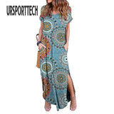 Sexy Women Dress Plus Size 5XL Summer 2020 Casual Short Sleeve Floral Maxi Dress For Women
