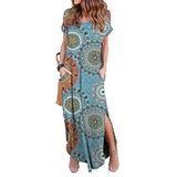 Sexy Women Dress Plus Size 5XL Summer 2020 Casual Short Sleeve Floral Maxi Dress For Women