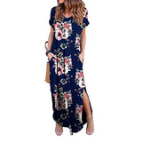 Sexy Women Dress Plus Size 5XL Summer 2020 Casual Short Sleeve Floral Maxi Dress For Women
