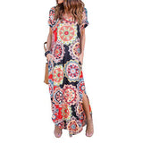 Sexy Women Dress Plus Size 5XL Summer 2020 Casual Short Sleeve Floral Maxi Dress For Women