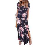 Sexy Women Dress Plus Size 5XL Summer 2020 Casual Short Sleeve Floral Maxi Dress For Women