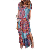 Sexy Women Dress Plus Size 5XL Summer 2020 Casual Short Sleeve Floral Maxi Dress For Women