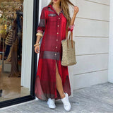 Women Elegant Lapel Neck Button Down Dress 2020 Summer Letter Print Long Shirt Dress