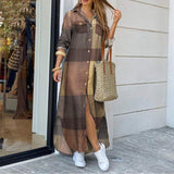 Women Elegant Lapel Neck Button Down Dress 2020 Summer Letter Print Long Shirt Dress