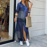 Women Elegant Lapel Neck Button Down Dress 2020 Summer Letter Print Long Shirt Dress
