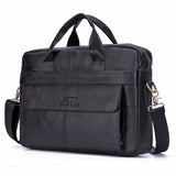 Men Genuine Leather Handbags Casual Leather Laptop Bag