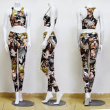 Seamless Floral Print Sports Yoga Set Gym Fitness Tracksuit Fashion