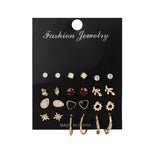 12 Pairs/Set Women's Earrings Set Pearl Earrings For Women Bohemian Fashion Jewelry