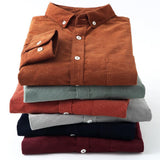 Casual Mens Corduroy Shirt Pure Cotton Long Sleeve Brown Thick Winter XXL Regular Fit New Model Male Button Down Shirts - shopwishi 