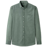 Casual Mens Corduroy Shirt Pure Cotton Long Sleeve Brown Thick Winter XXL Regular Fit New Model Male Button Down Shirts - shopwishi 