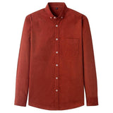Casual Mens Corduroy Shirt Pure Cotton Long Sleeve Brown Thick Winter XXL Regular Fit New Model Male Button Down Shirts - shopwishi 