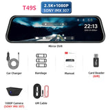 Jansite 10 inches Touch Screen 2.5K Car DVR stream media Dash camera Dual Lens Video Recorder Rearview mirror 1080P Rear camera