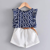 Bear Leader New Summer Casual Children Sets Flowers Blue T-shirt+  Pants Girls Clothing Sets Kids Summer Suit For 3-7 Years