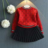 Girls Winter Clothes Set Long Sleeve Sweater Shirt and Skirt 2 Pcs Clothing Suit Spring Outfits for Kids Girl's Clothes