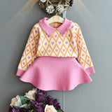 Girls Winter Clothes Set Long Sleeve Sweater Shirt and Skirt 2 Pcs Clothing Suit Spring Outfits for Kids Girl's Clothes
